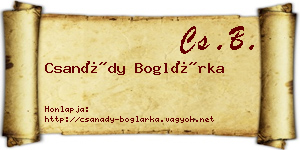 Csanády Boglárka névjegykártya