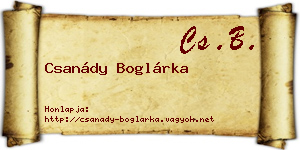 Csanády Boglárka névjegykártya